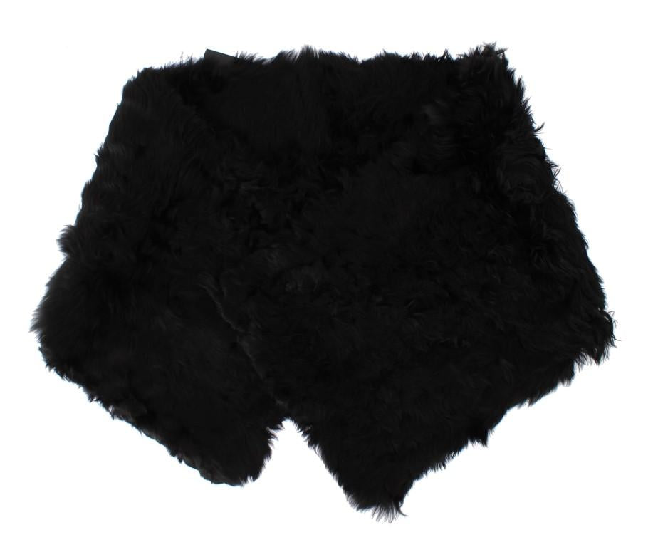 Black Alpaca Fur Shoulder Wrap Scarf