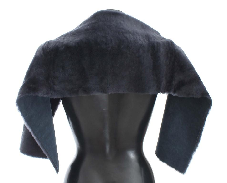 Purple Lambskin Fur Silk Scarf