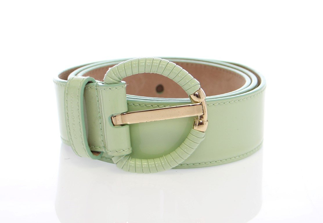 Green Leather Gold Logo Belt