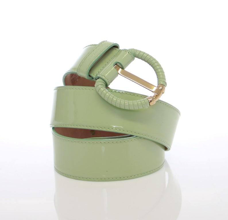 Green Leather Gold Logo Belt