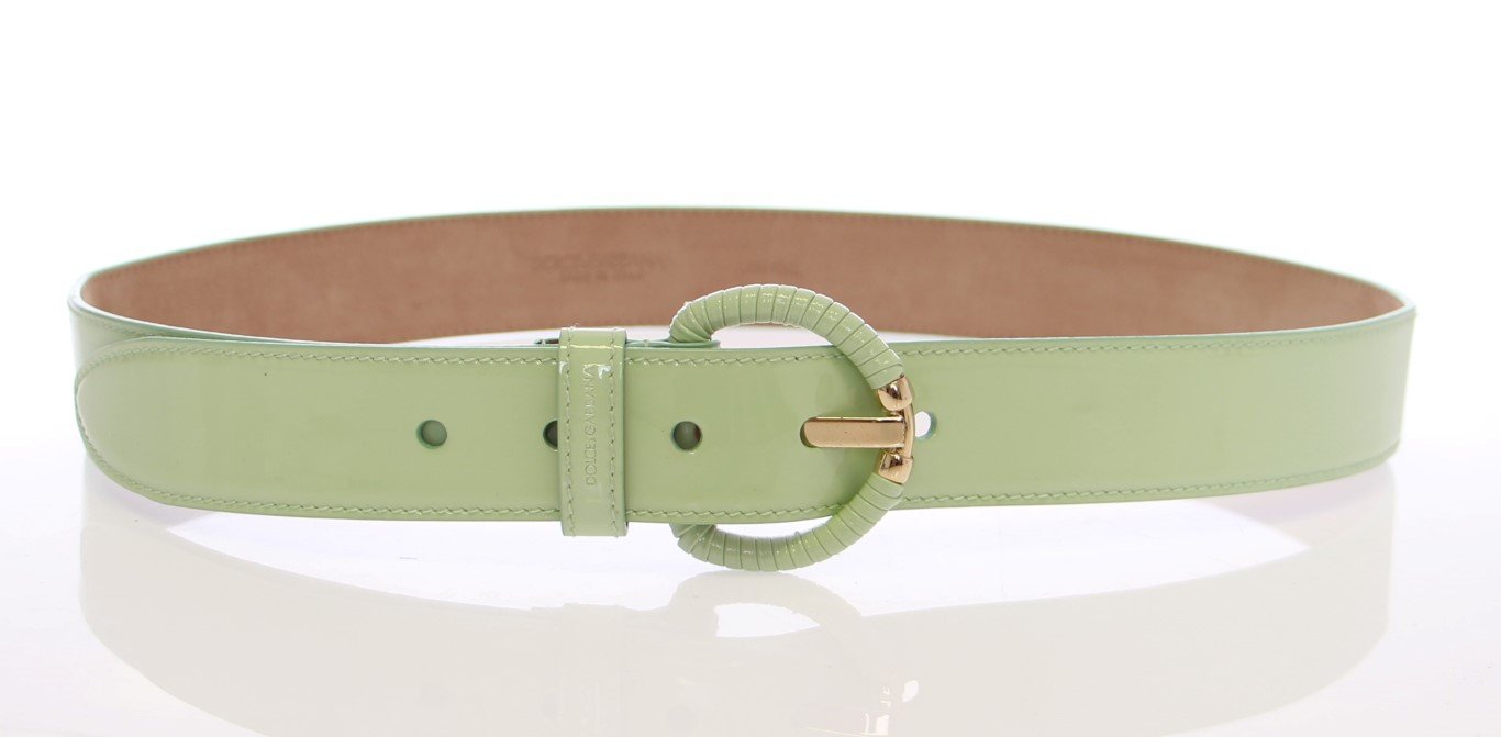 Green Leather Gold Logo Belt
