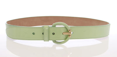 Green Leather Gold Logo Belt