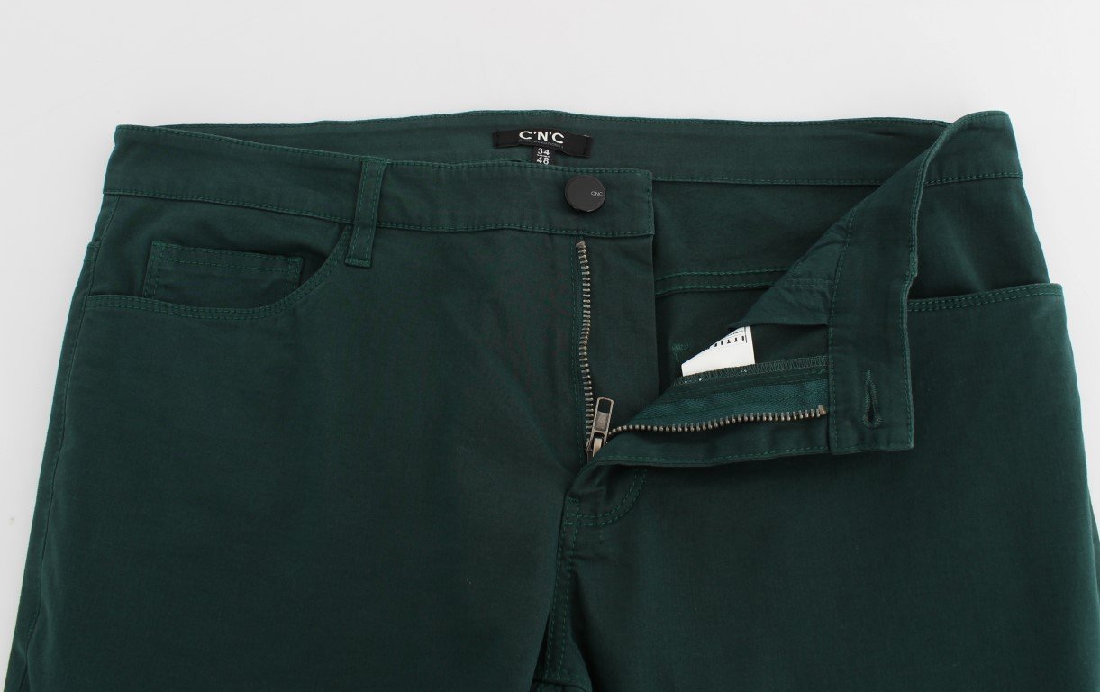 Green Slim Fit Cotton Stretch Pants Jeans
