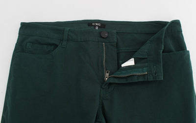 Green Slim Fit Cotton Stretch Pants Jeans
