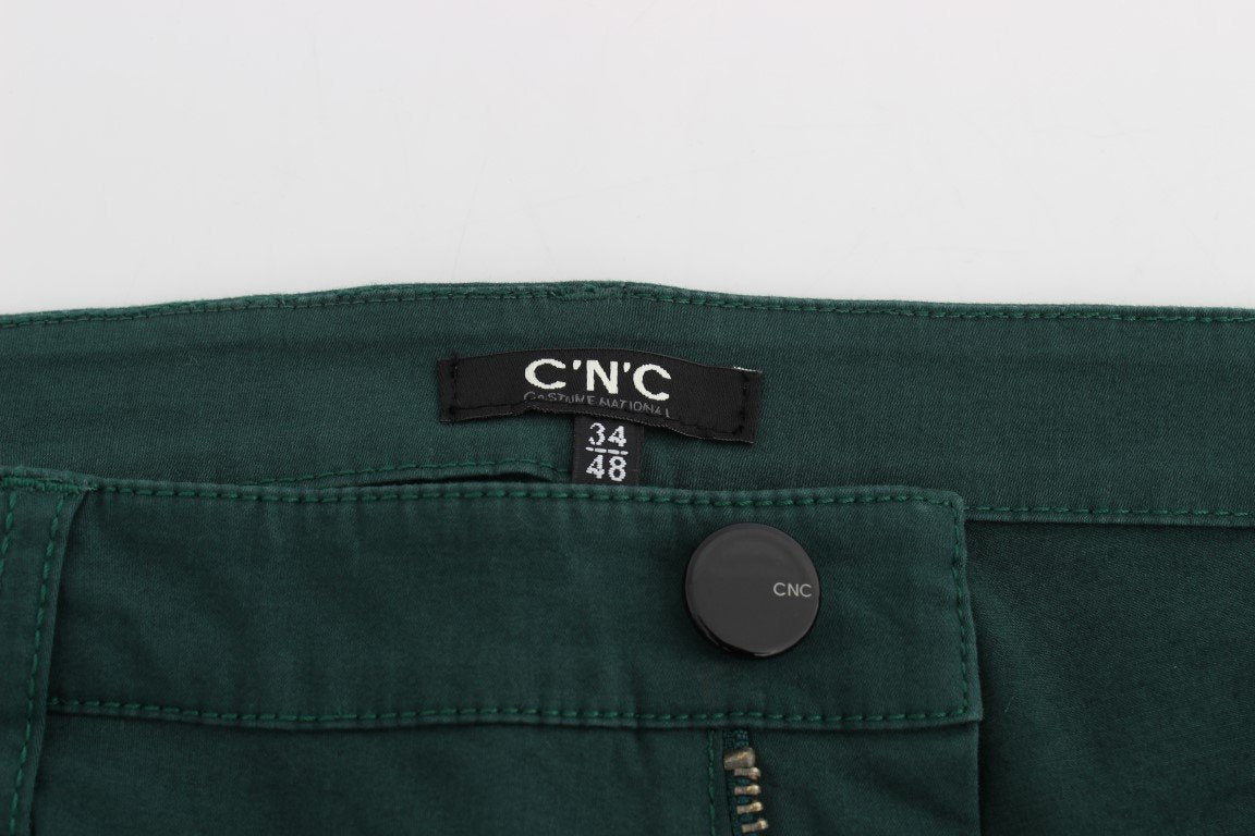 Green Slim Fit Cotton Stretch Pants Jeans