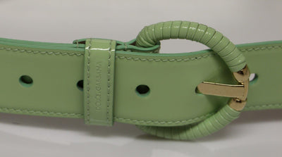 Green Leather Gold Logo Belt