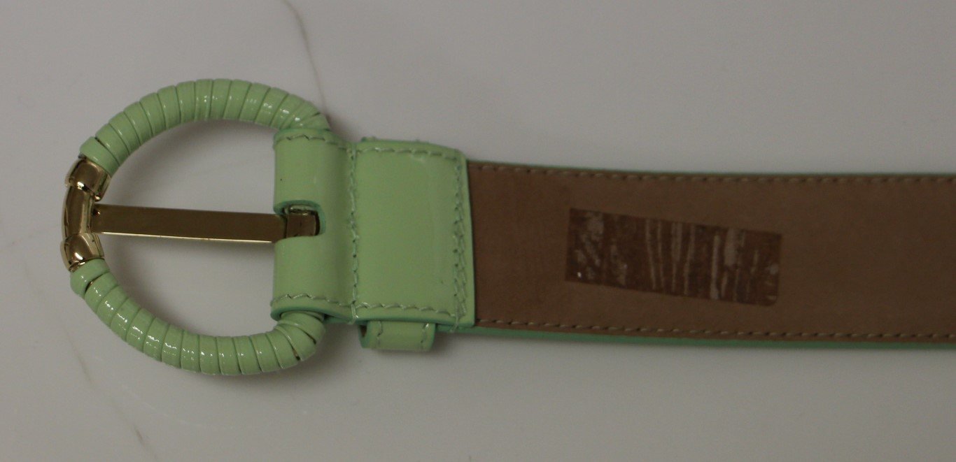 Green Leather Gold Logo Belt