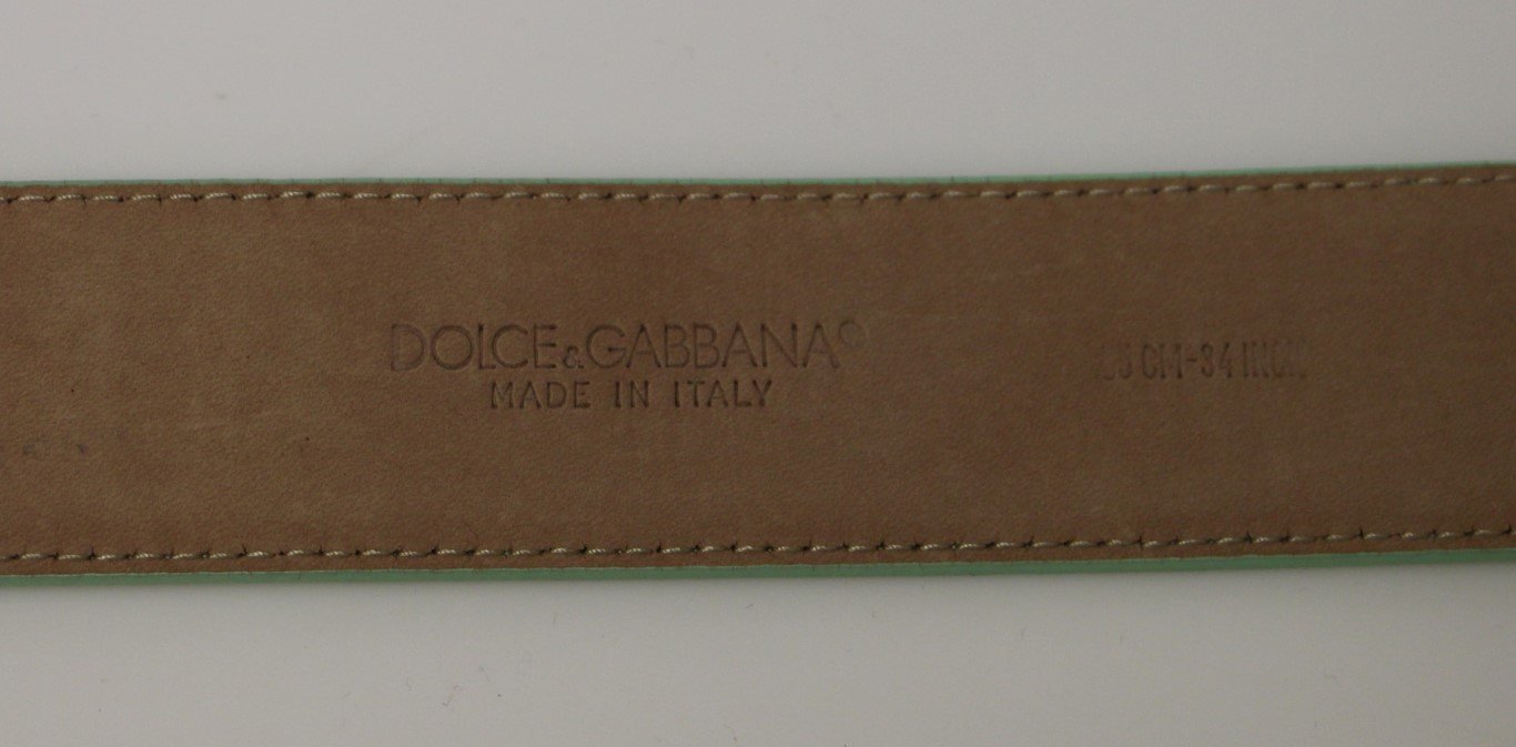 Green Leather Gold Logo Belt