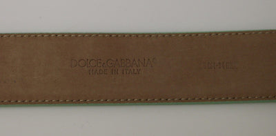Green Leather Gold Logo Belt