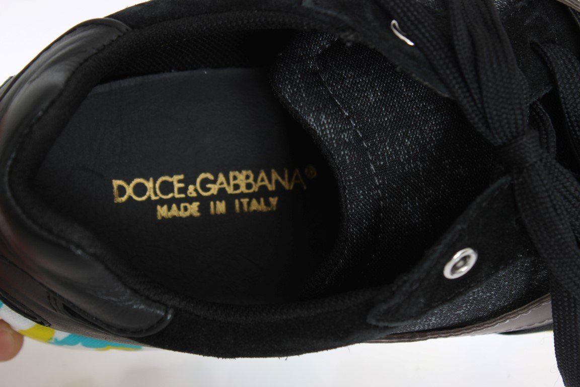 Black Leather Logo Sport Sneakers