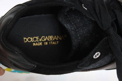 Black Leather Logo Sport Sneakers