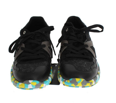Black Leather Logo Sport Sneakers