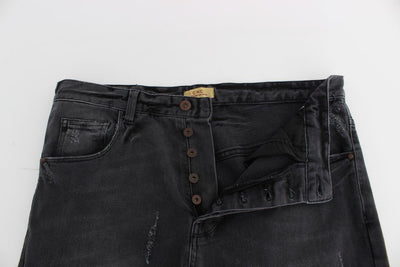 Gray Slim Fit Cotton Stretch Denim Jeans
