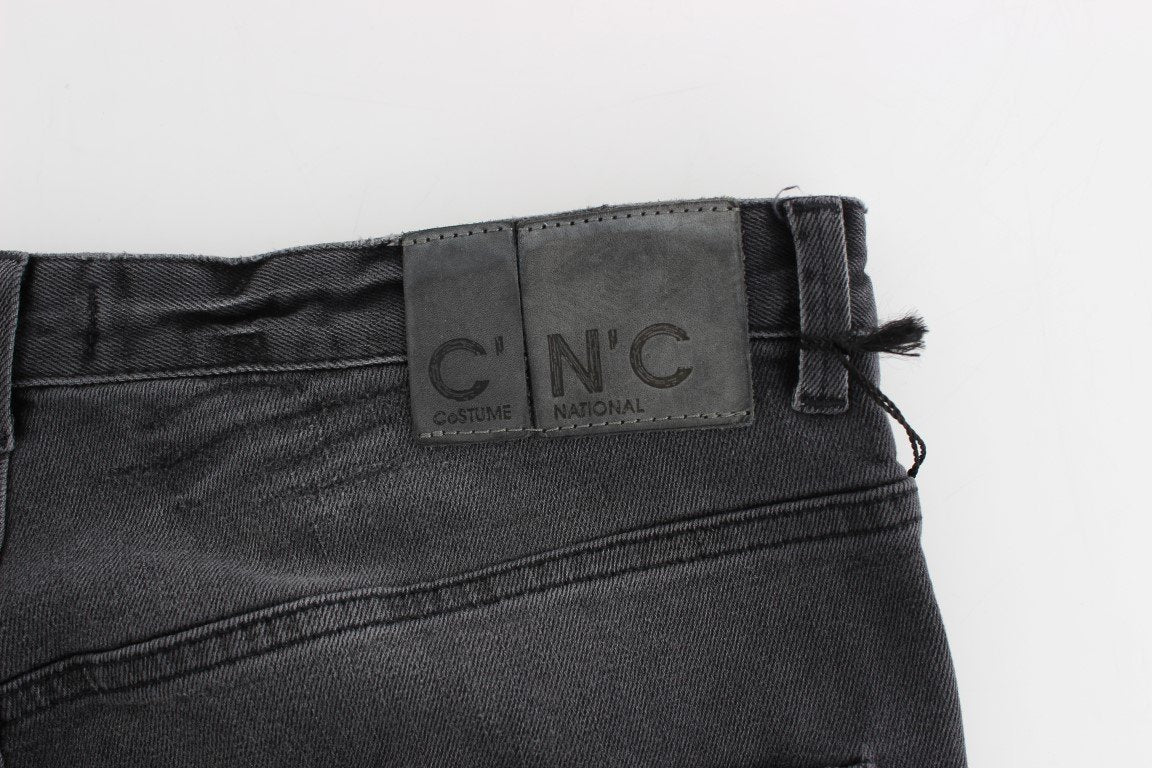 Gray Slim Fit Cotton Stretch Denim Jeans