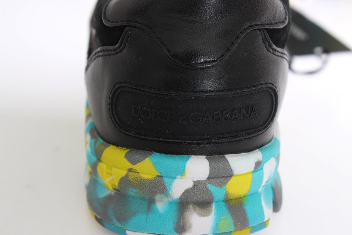 Black Leather Logo Sport Sneakers