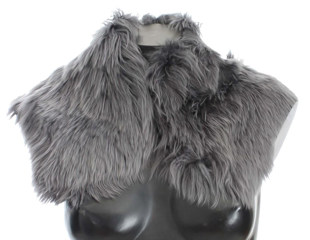 Gray Alpaca Tibet Lamb Fur Scarf