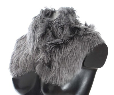 Gray Alpaca Tibet Lamb Fur Scarf