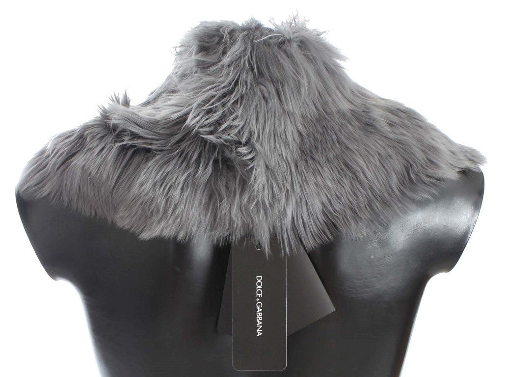 Gray Alpaca Tibet Lamb Fur Scarf