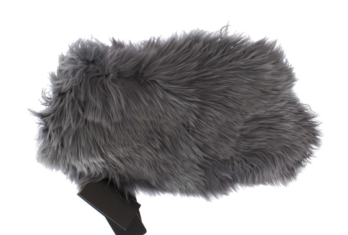Gray Alpaca Tibet Lamb Fur Scarf