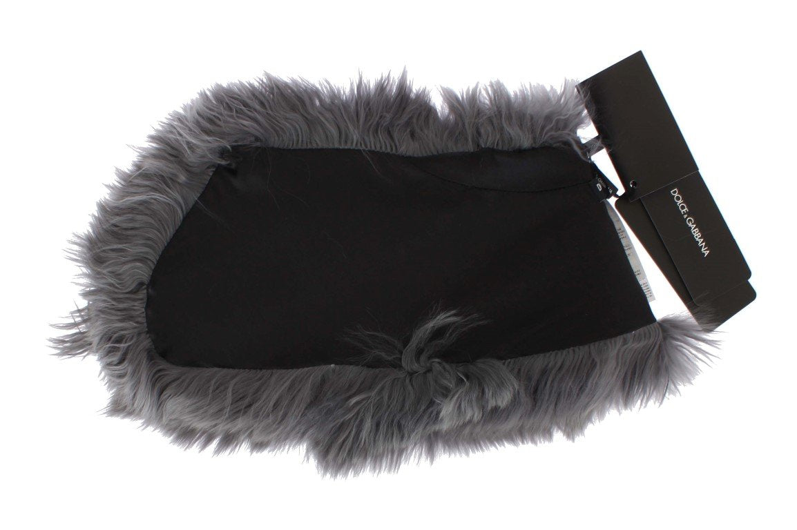 Gray Alpaca Tibet Lamb Fur Scarf