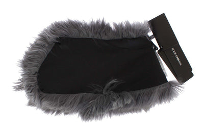 Gray Alpaca Tibet Lamb Fur Scarf