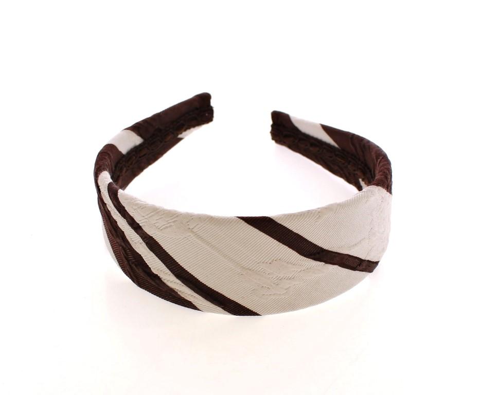Brown White Cotton Fabric Headband Hair Diadem