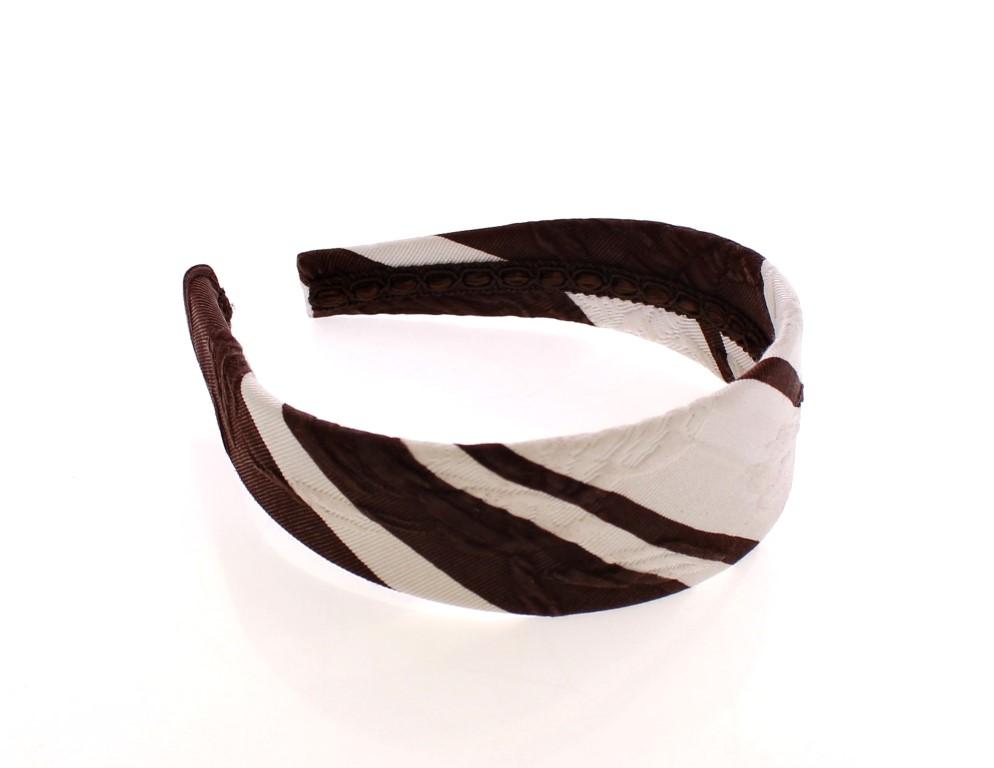 Brown White Cotton Fabric Headband Hair Diadem