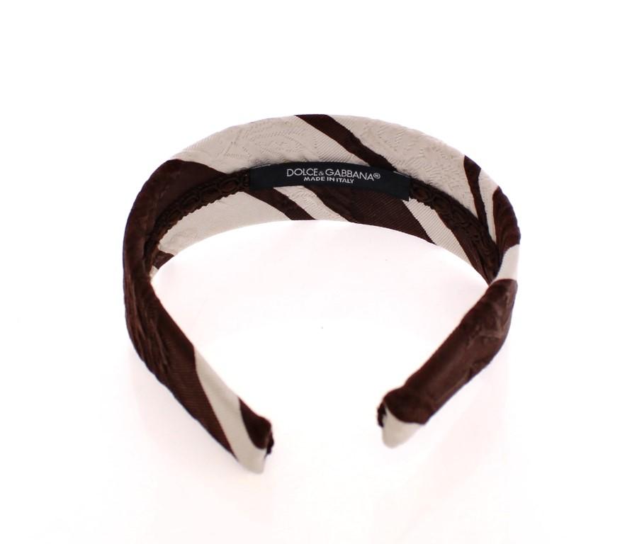 Brown White Cotton Fabric Headband Hair Diadem
