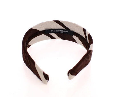 Brown White Cotton Fabric Headband Hair Diadem