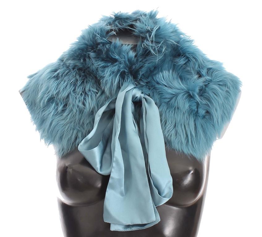 Blue Alpaca Strap Collar Scarf