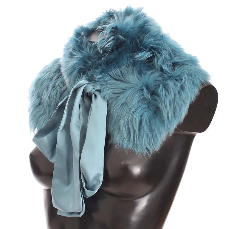 Blue Alpaca Strap Collar Scarf