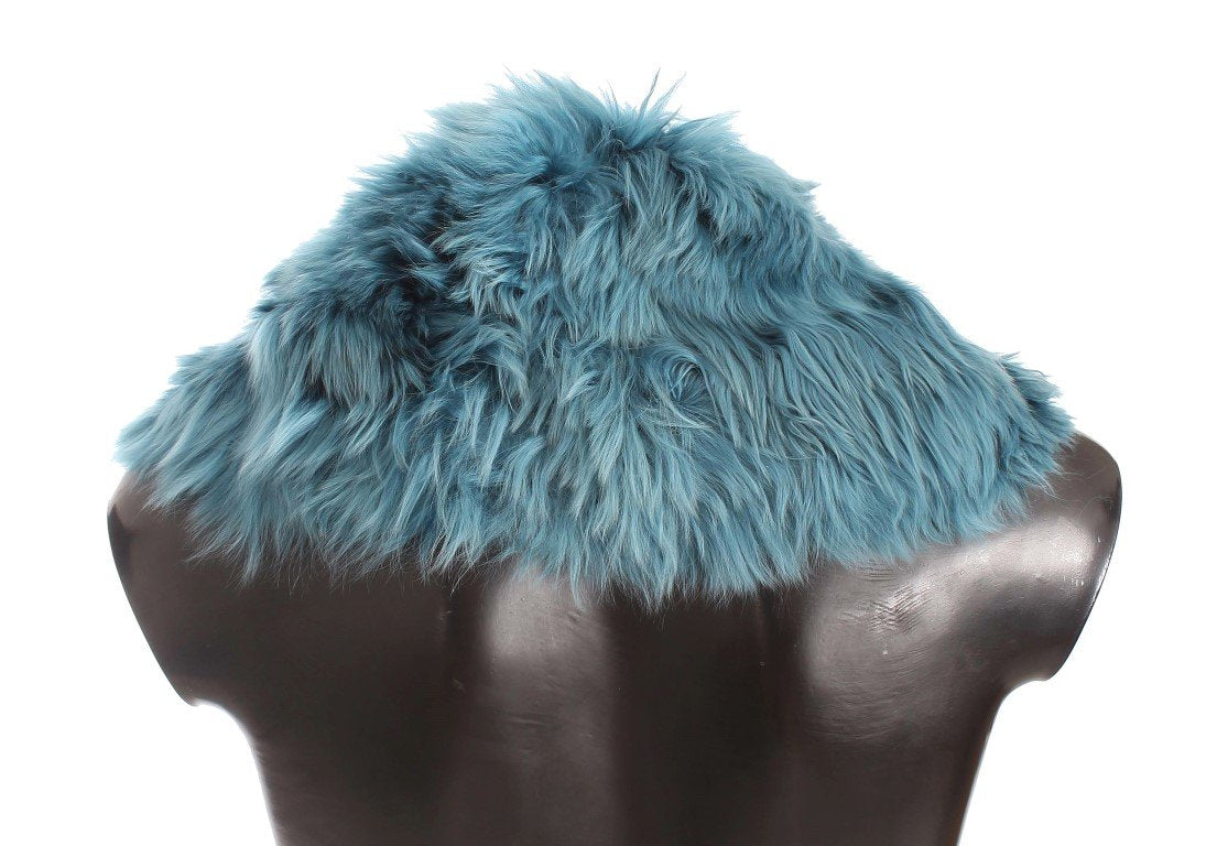Blue Alpaca Strap Collar Scarf