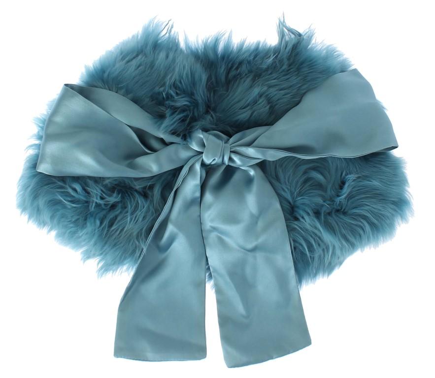 Blue Alpaca Strap Collar Scarf