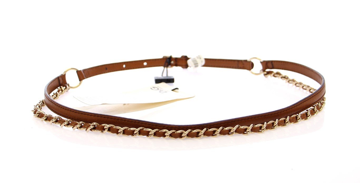 Brown Leather Logo Belt