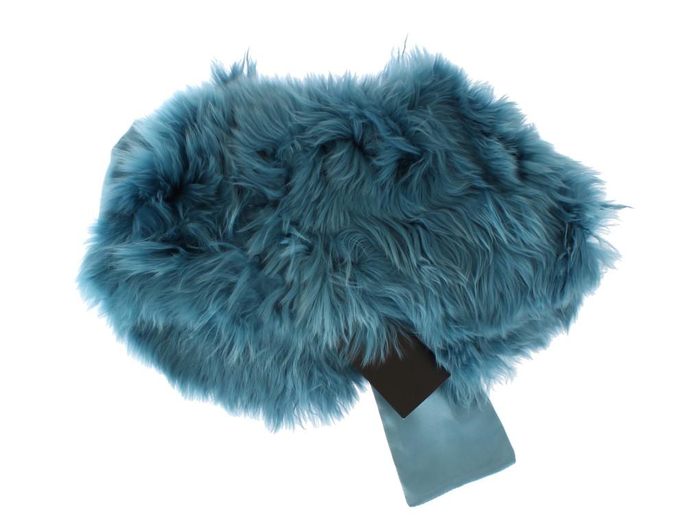 Blue Alpaca Strap Collar Scarf