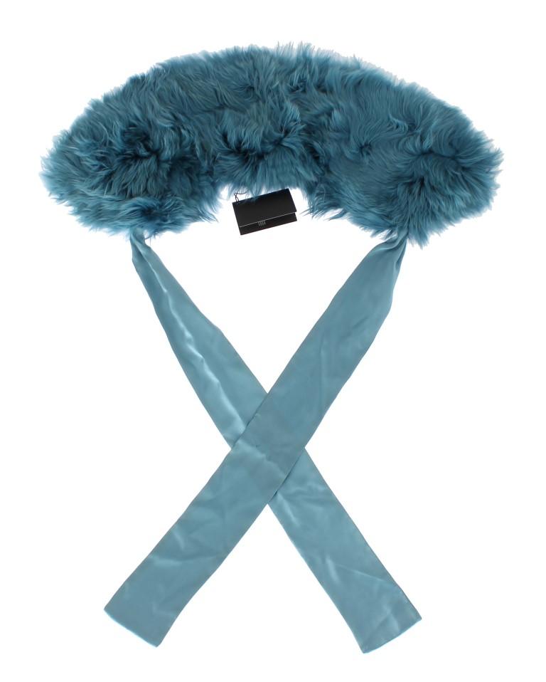 Blue Alpaca Strap Collar Scarf