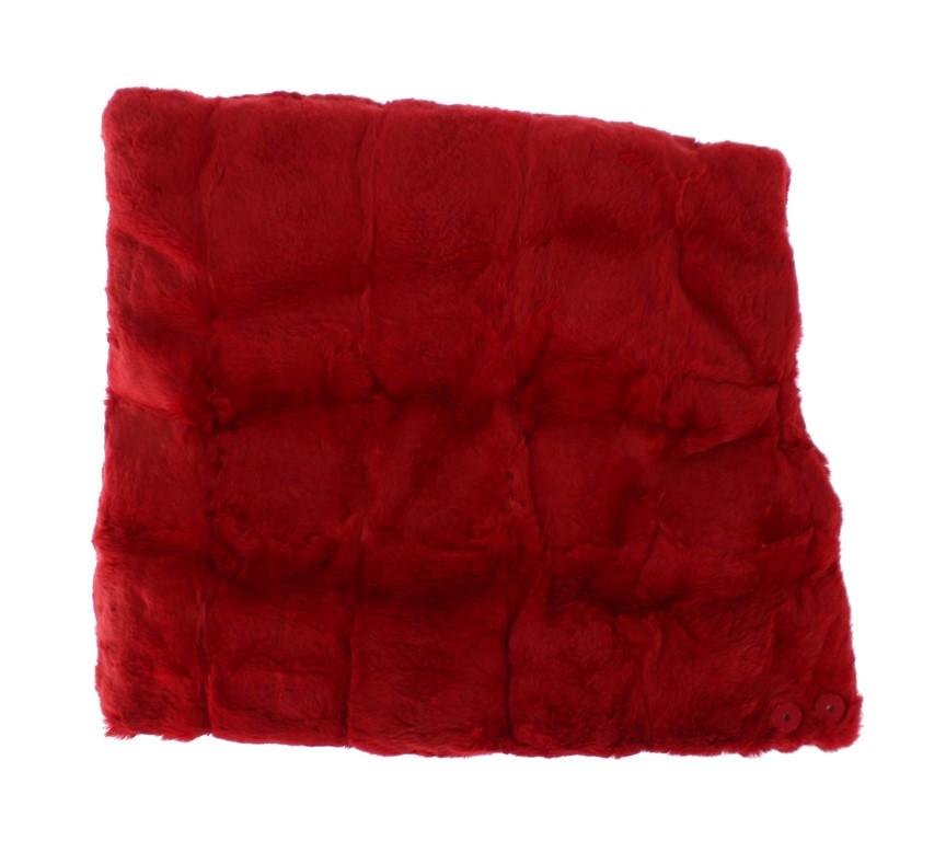 Red Weasel Fur Crochet Hood Scarf Hat
