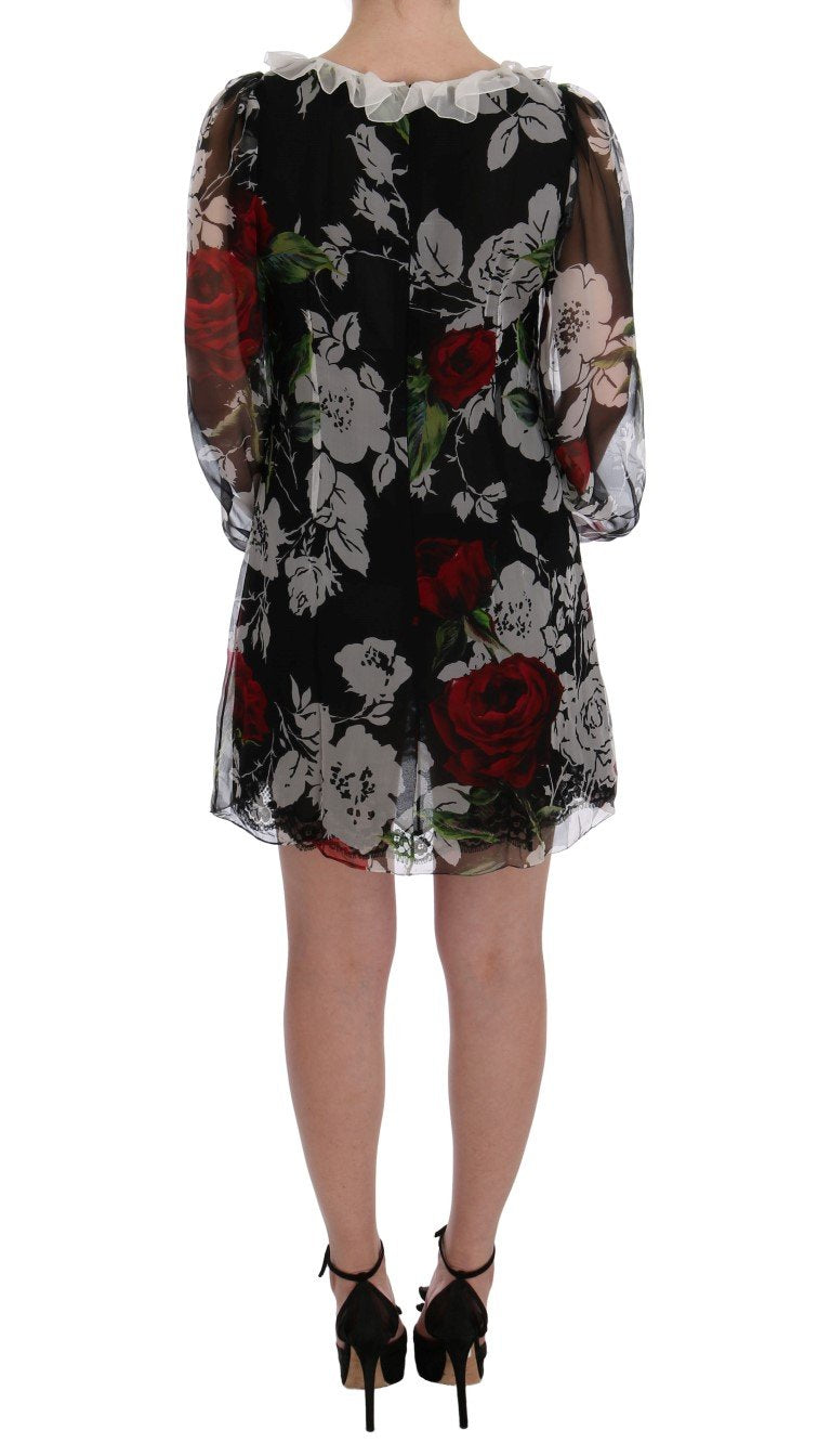Multicolor Roses Shift Short Dress