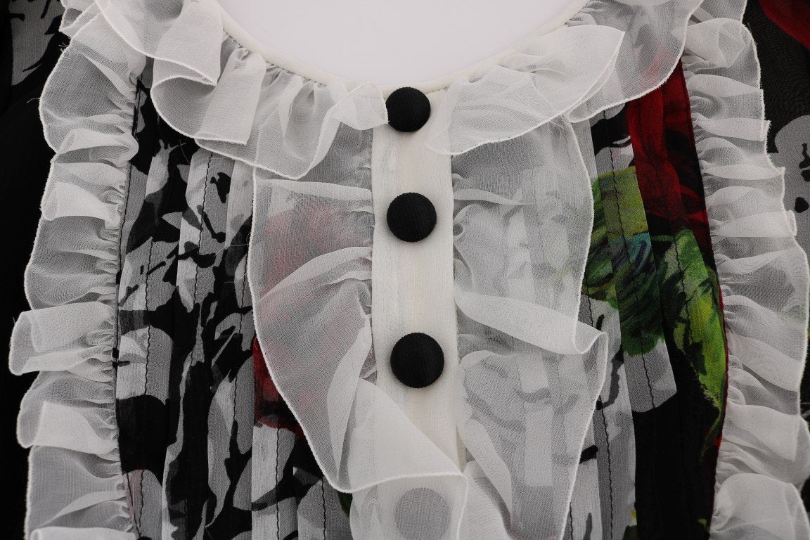 Multicolor Roses Shift Short Dress