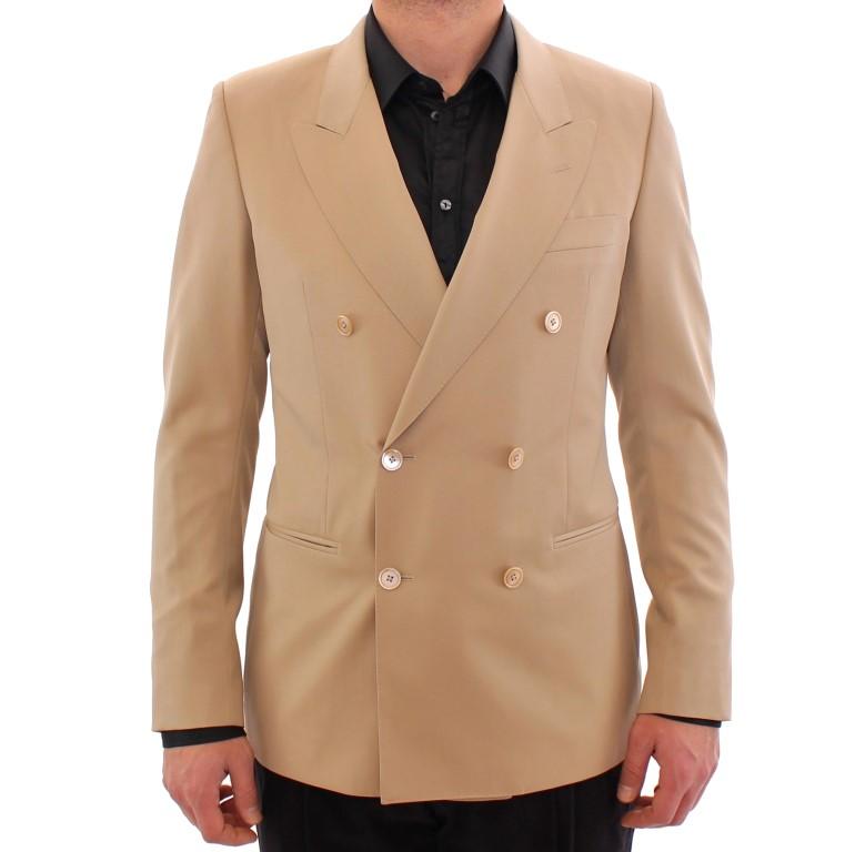 Beige wool double breasted blazer