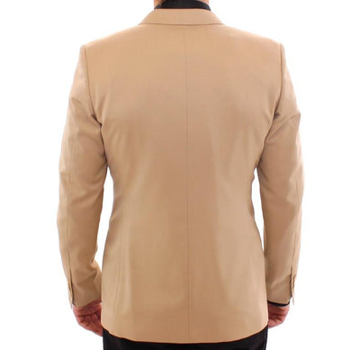 Beige wool double breasted blazer