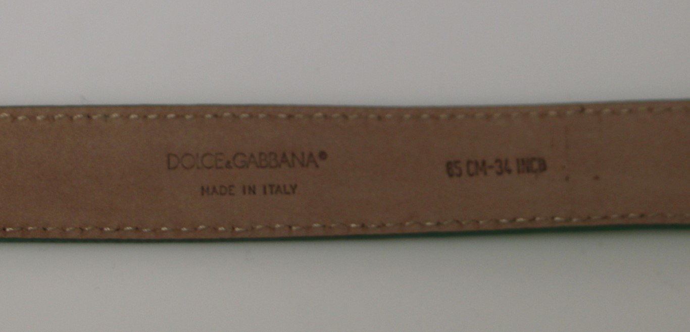 Green Leather Silver Lock Logo Belt