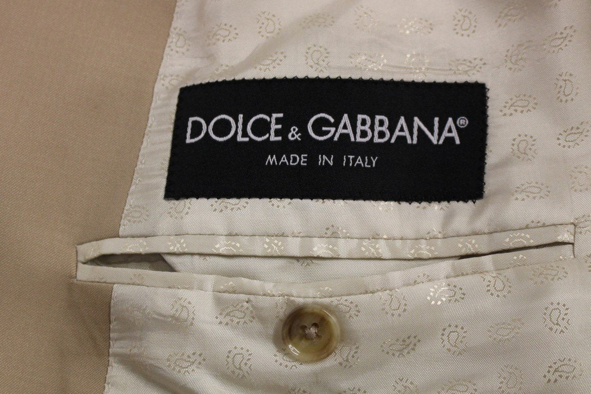 Beige wool double breasted blazer