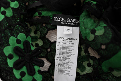 Green Floral Ricamo A-Line Shift Dress