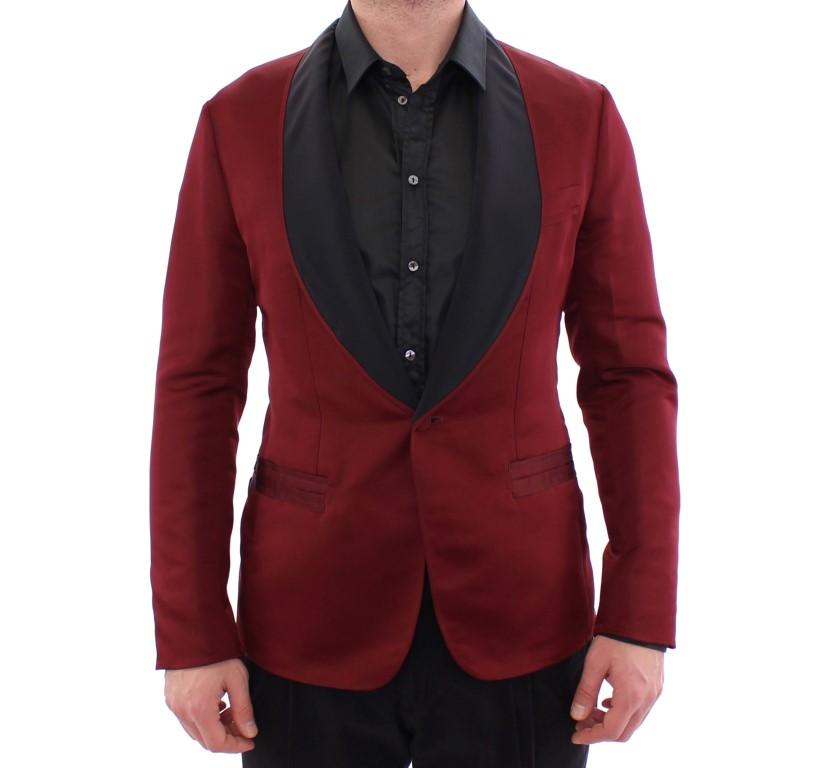 Red burgundy slim fit smoking blazer