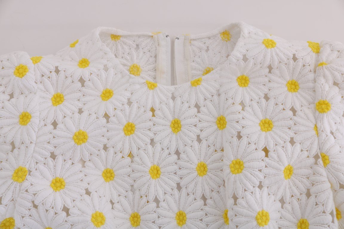 White Sunflower Ricamo Sheath Dress