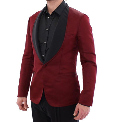 Red burgundy slim fit smoking blazer