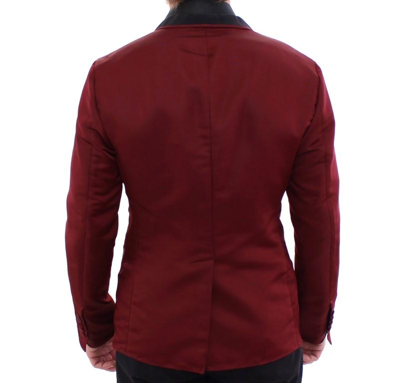 Red burgundy slim fit smoking blazer