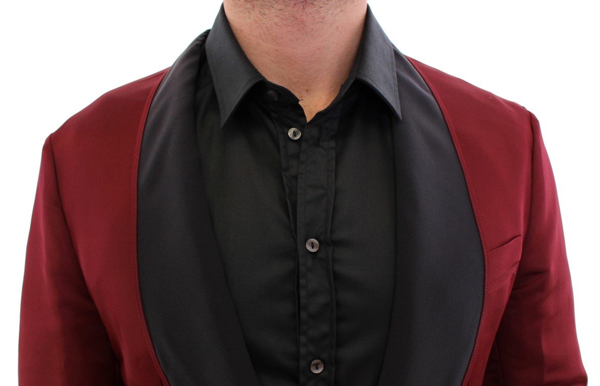 Red burgundy slim fit smoking blazer