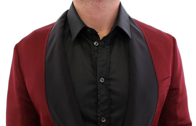 Red burgundy slim fit smoking blazer